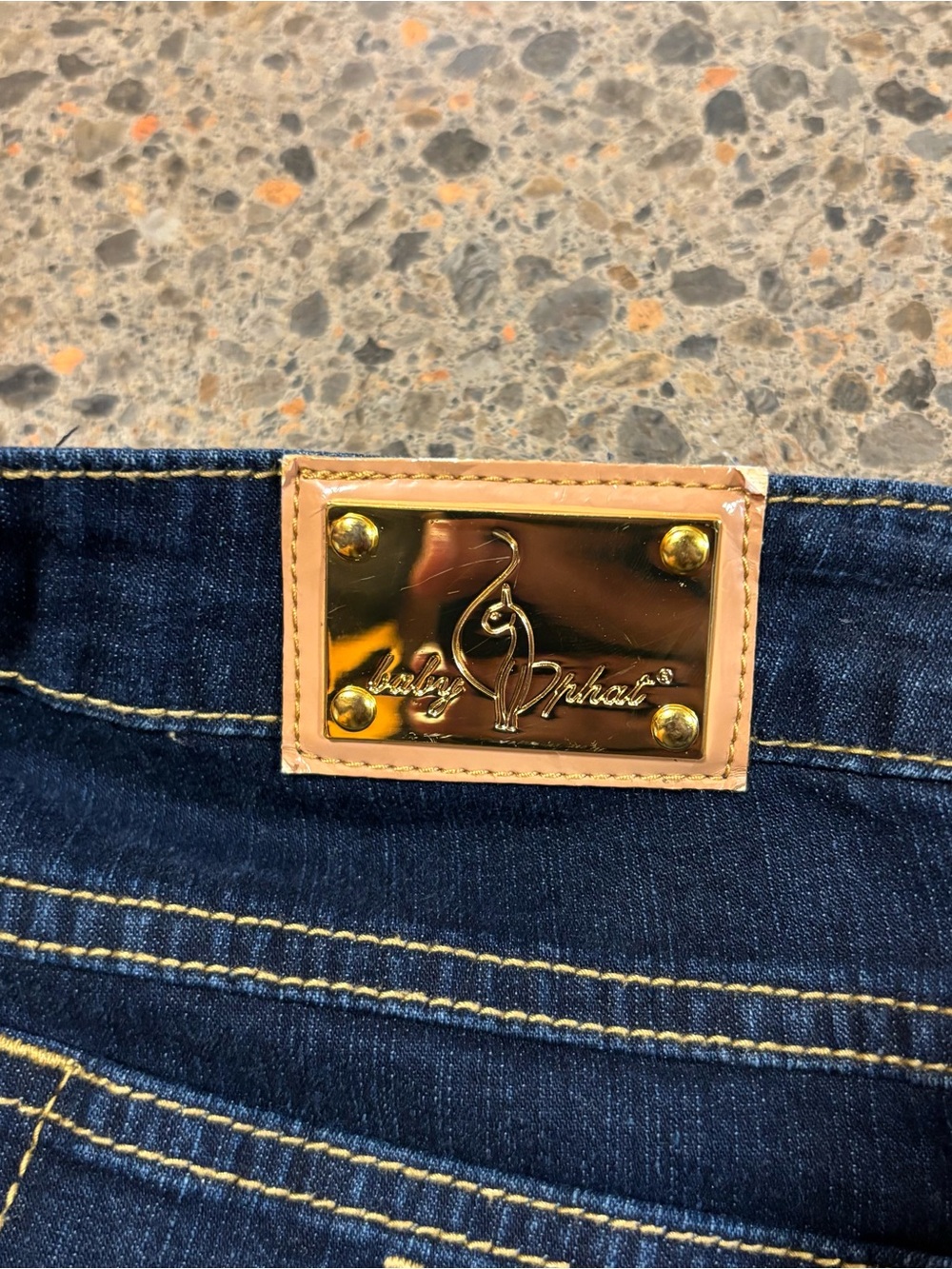 2000s Baby Phat Bootcut Jeans (1) Y2K, Flare, Embroidered, Denim, Blue, Gold - Picture 4 of 7